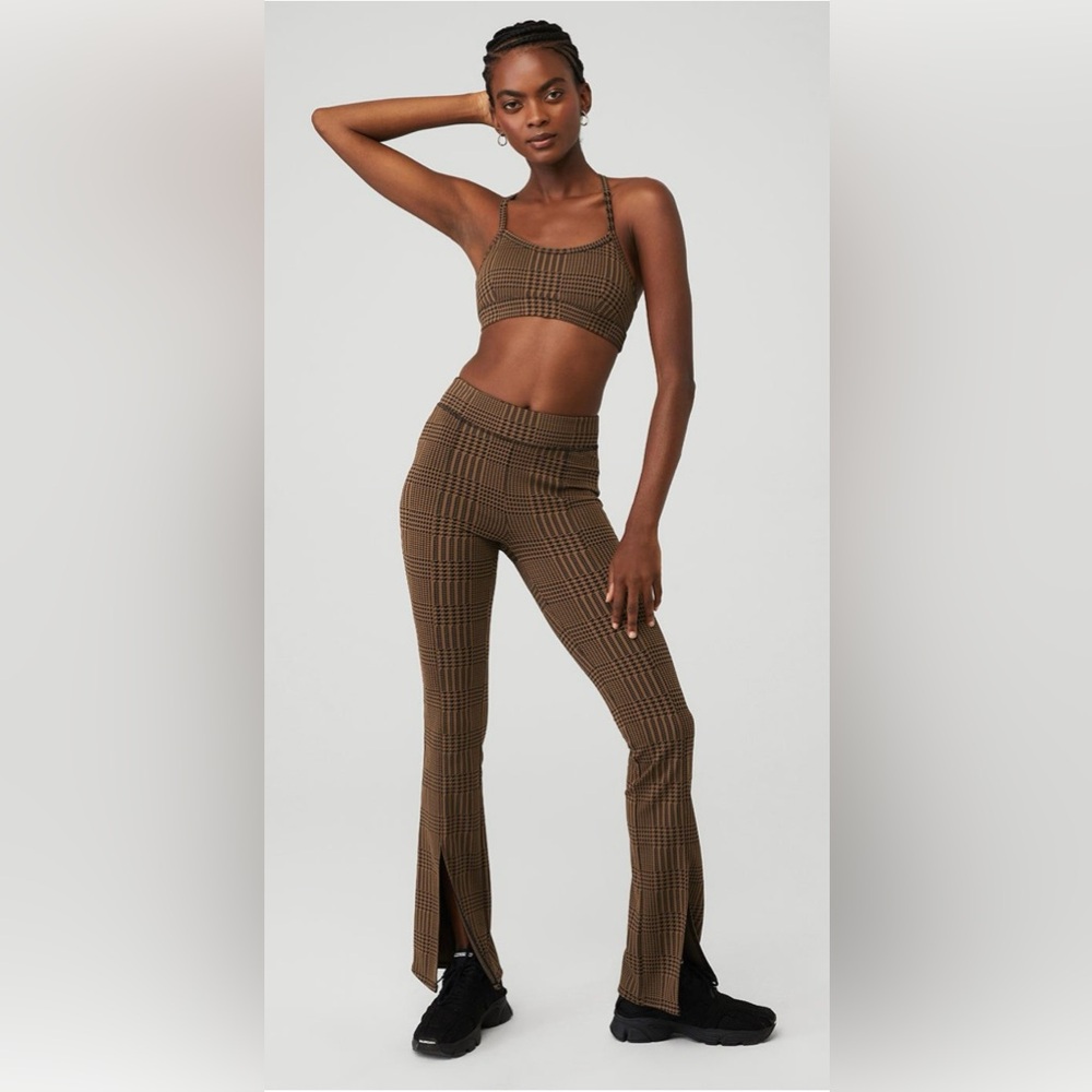 NWOT Jacquard High-Waist Glenplaid Flutter Leggings Cinnamon Brown/Black Size XS - Picture 15 of 16